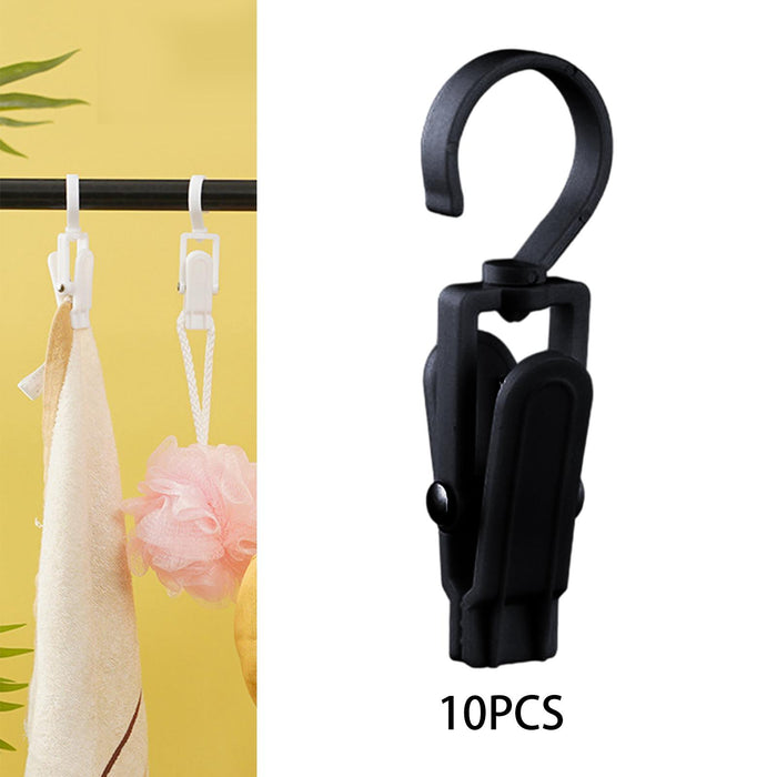 10Pcs Swivel Laundry Clips Portable Travel Clothes Pins for Pants Socks Hats Black