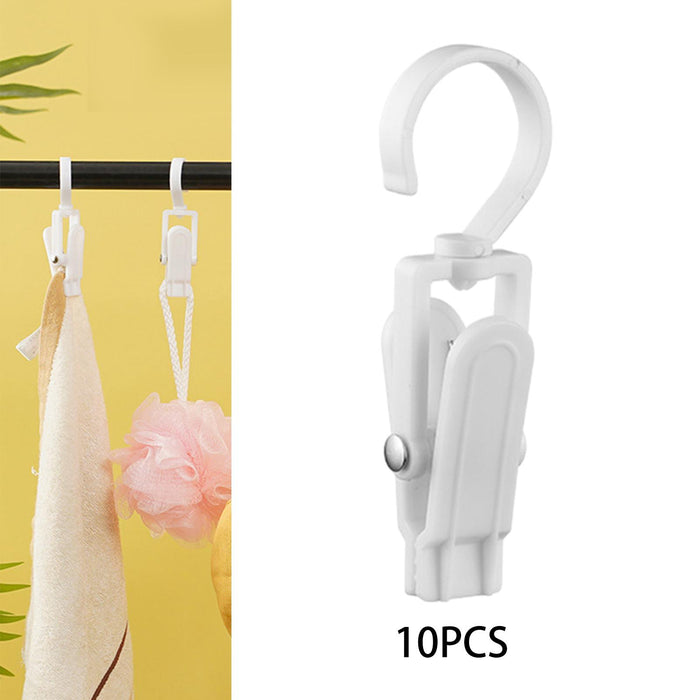 10Pcs Swivel Laundry Clips Portable Travel Clothes Pins for Pants Socks Hats White