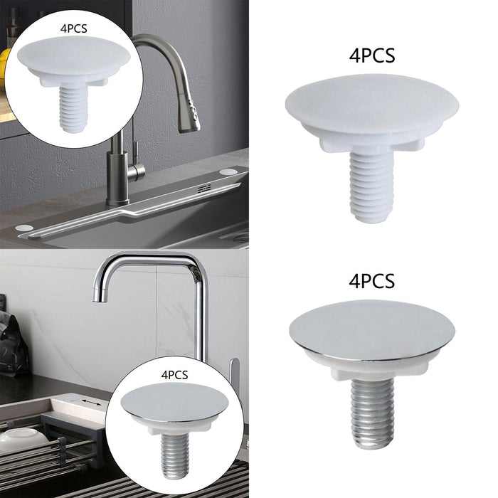 4 Pieces Kitchen Sink Tap Hole Cover Blanking Plug for Hotel Kitchen Bathtub White