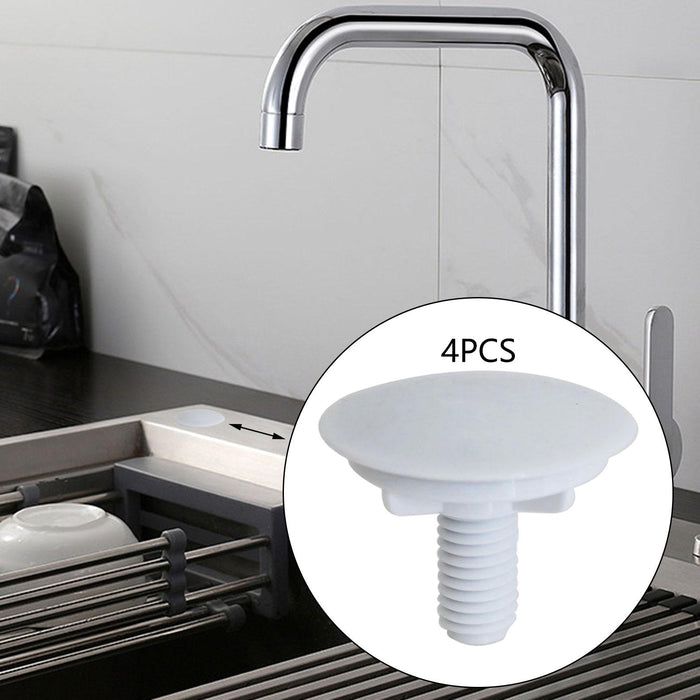 4 Pieces Kitchen Sink Tap Hole Cover Blanking Plug for Hotel Kitchen Bathtub White