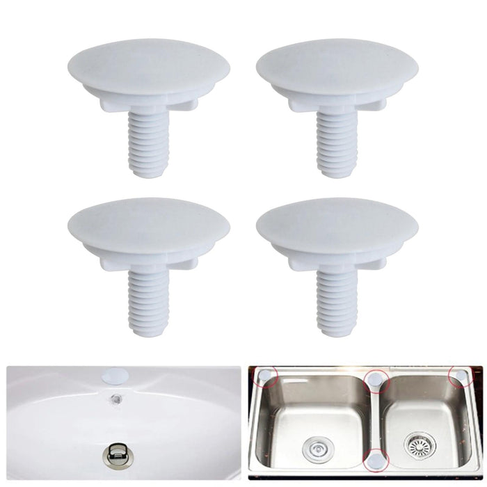 4 Pieces Kitchen Sink Tap Hole Cover Blanking Plug for Hotel Kitchen Bathtub White