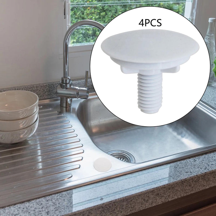 4 Pieces Kitchen Sink Tap Hole Cover Blanking Plug for Hotel Kitchen Bathtub White