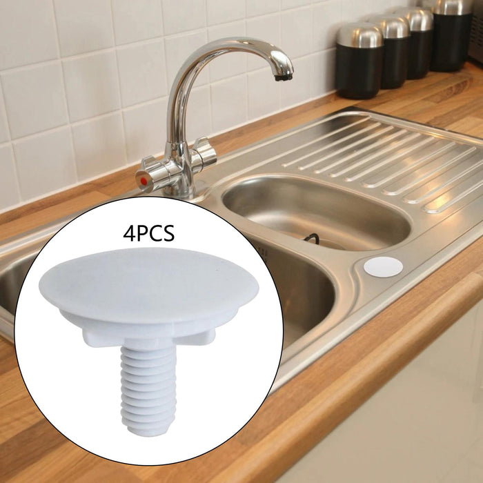 4 Pieces Kitchen Sink Tap Hole Cover Blanking Plug for Hotel Kitchen Bathtub White