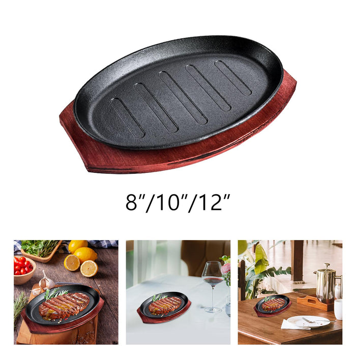 Steak Fry Plate Nonstick Oval Shape Teppanyaki Grill Pan for Kitchen Cooking 8inch