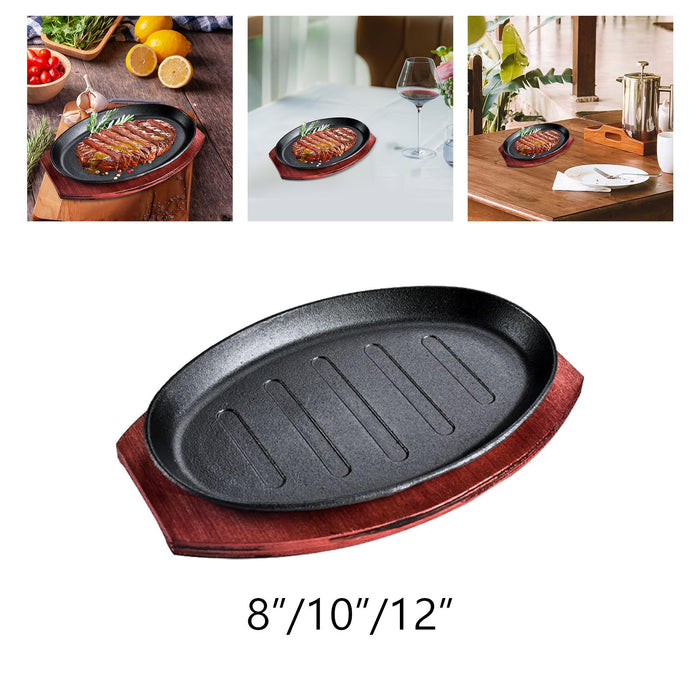 Steak Fry Plate Nonstick Oval Shape Teppanyaki Grill Pan for Kitchen Cooking 8inch