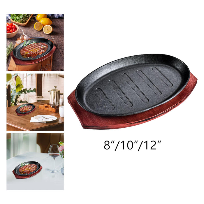 Steak Fry Plate Nonstick Oval Shape Teppanyaki Grill Pan for Kitchen Cooking 8inch