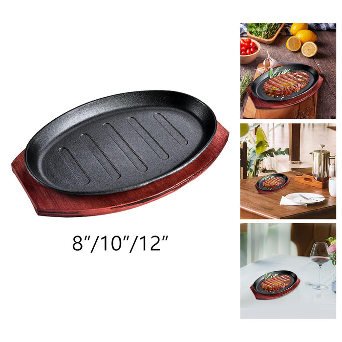 Steak Fry Plate Nonstick Oval Shape Teppanyaki Grill Pan for Kitchen Cooking 8inch