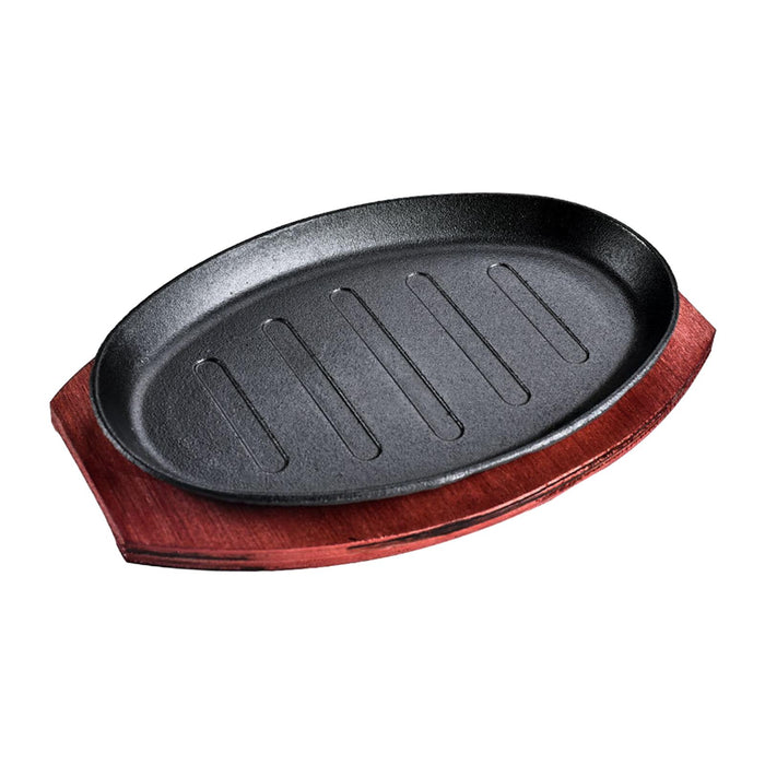 Steak Fry Plate Nonstick Oval Shape Teppanyaki Grill Pan for Kitchen Cooking 8inch