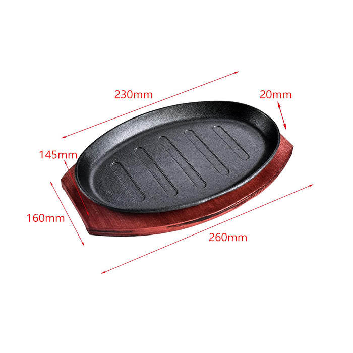 Steak Fry Plate Nonstick Oval Shape Teppanyaki Grill Pan for Kitchen Cooking 8inch