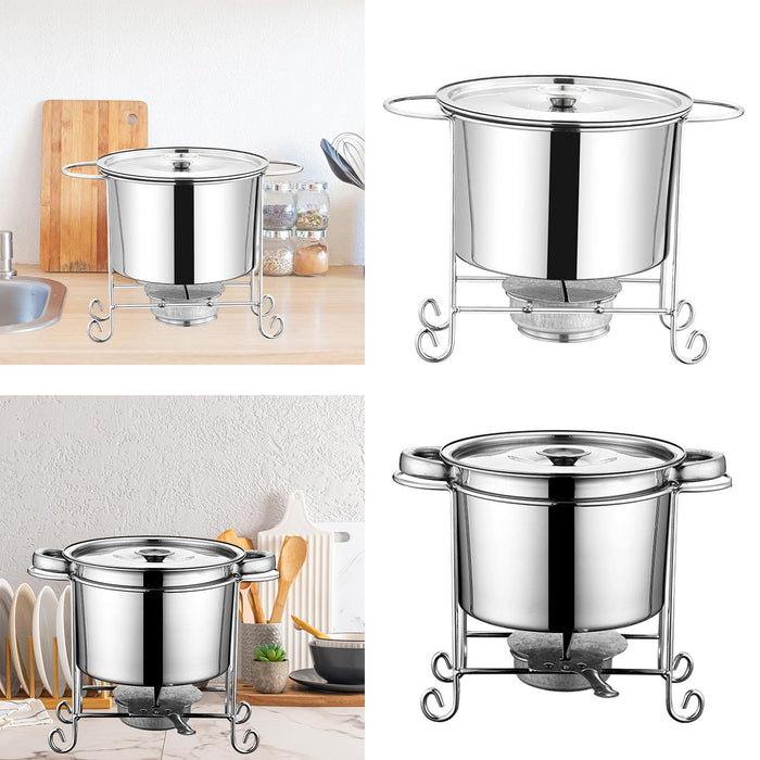 Stock Pot Round with Lid Hotpot Pot for Party Restaurant Pasta, Noodles, Egg without Handle