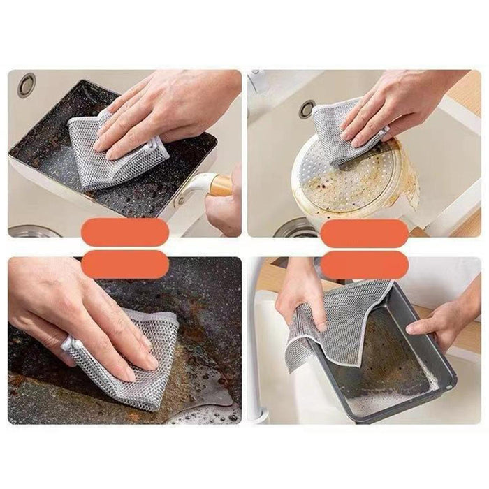 Wire Dishwashing Rags Non Scratch Scouring Pad for Restaurant Home Bathrooms 5 Pieces