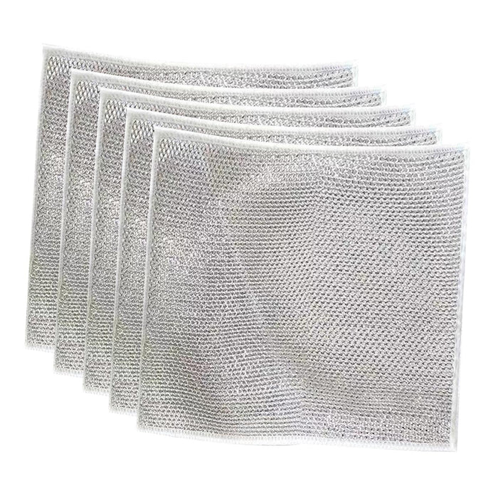 Wire Dishwashing Rags Non Scratch Scouring Pad for Restaurant Home Bathrooms 5 Pieces