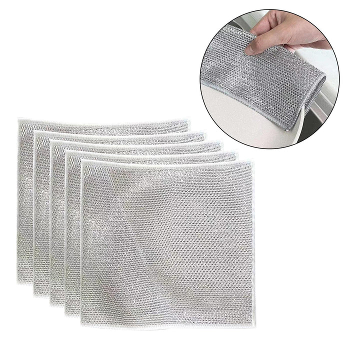 Wire Dishwashing Rags Non Scratch Scouring Pad for Restaurant Home Bathrooms 5 Pieces