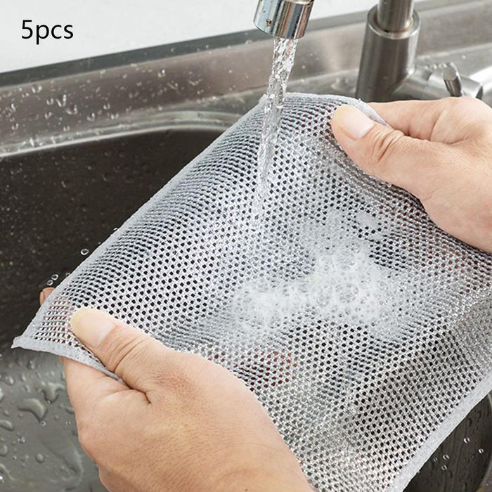 Wire Dishwashing Rags Non Scratch Scouring Pad for Restaurant Home Bathrooms 5 Pieces