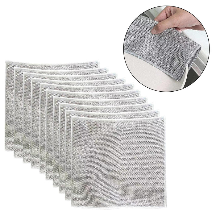 Wire Dishwashing Rags Non Scratch Scouring Pad for Restaurant Home Bathrooms 10 Pieces