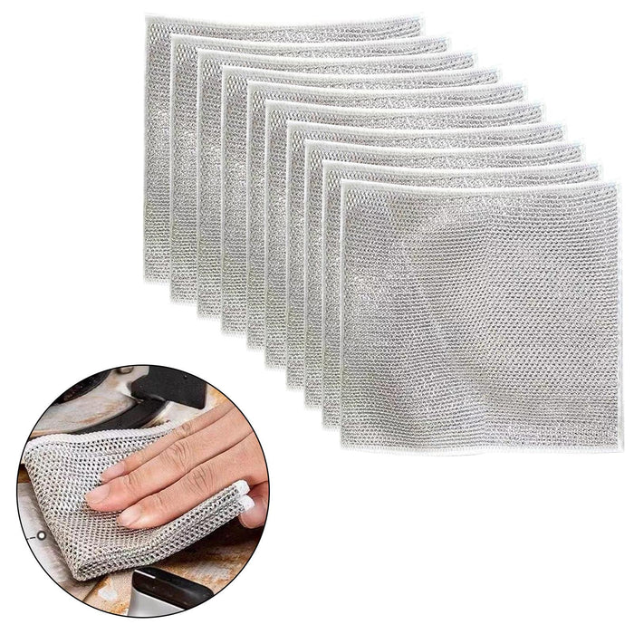 Wire Dishwashing Rags Non Scratch Scouring Pad for Restaurant Home Bathrooms 10 Pieces