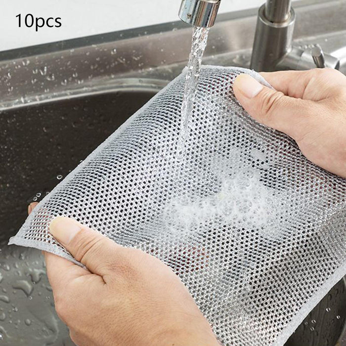 Wire Dishwashing Rags Non Scratch Scouring Pad for Restaurant Home Bathrooms 10 Pieces