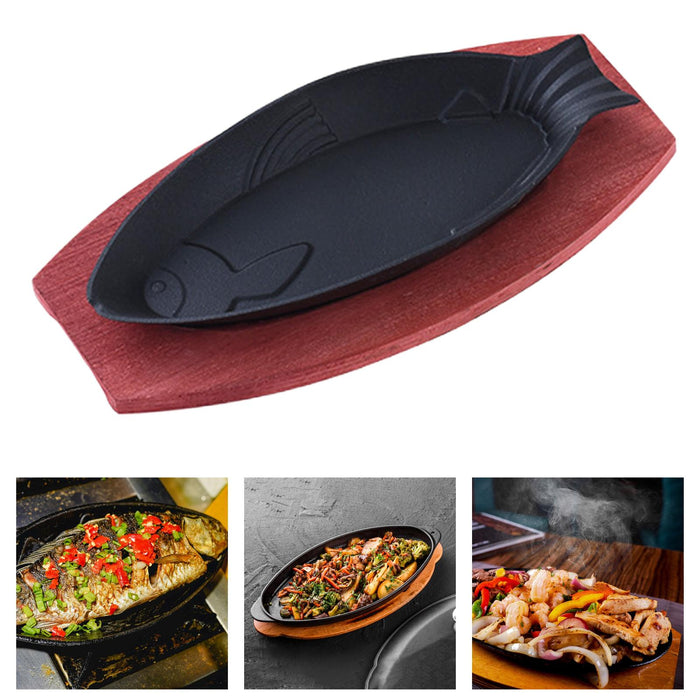 Steak Fry Plate Fish Shaped Fryer Teppanyaki Grill Pan for Stovetops Cooking B