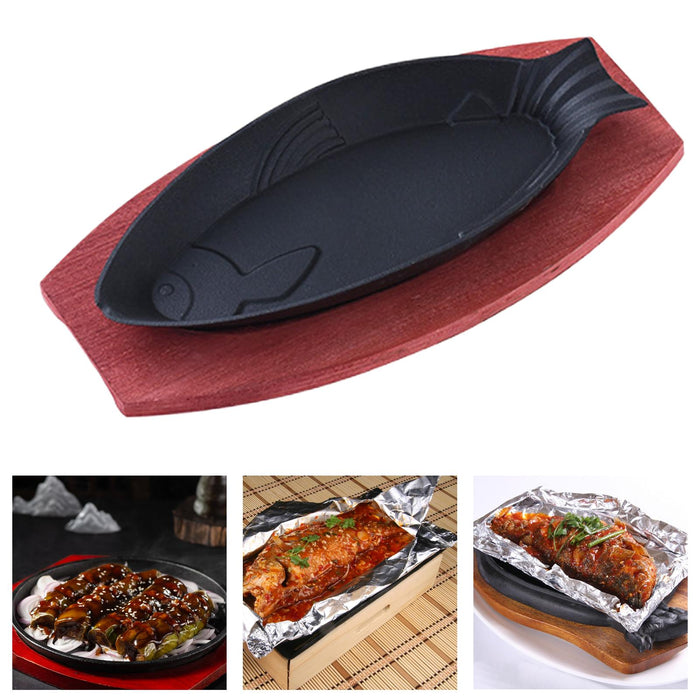 Steak Fry Plate Fish Shaped Fryer Teppanyaki Grill Pan for Stovetops Cooking B