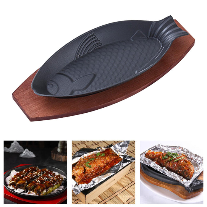 Steak Fry Plate Fish Shaped Fryer Teppanyaki Grill Pan for Stovetops Cooking C