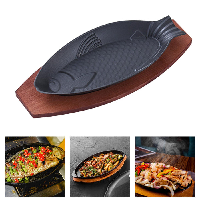 Steak Fry Plate Fish Shaped Fryer Teppanyaki Grill Pan for Stovetops Cooking C