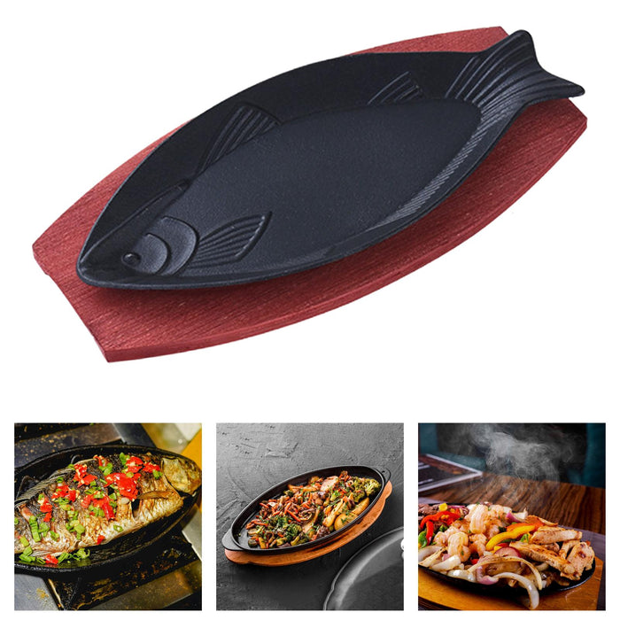 Steak Fry Plate Fish Shaped Fryer Teppanyaki Grill Pan for Stovetops Cooking D