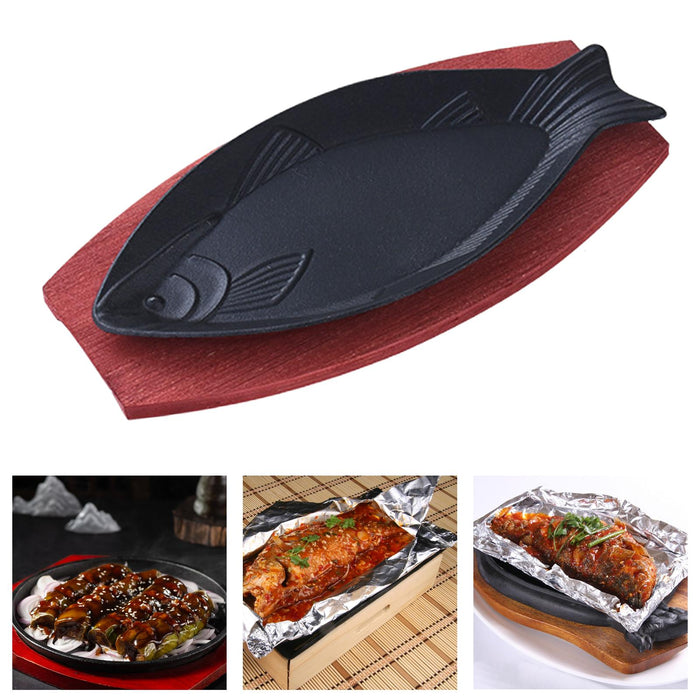 Steak Fry Plate Fish Shaped Fryer Teppanyaki Grill Pan for Stovetops Cooking D