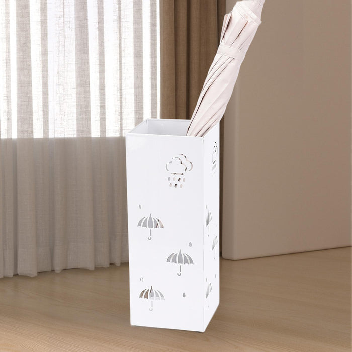 Umbrella Rack Storage Bin Square Umbrella Holder for Folding Umbrellas Canes white