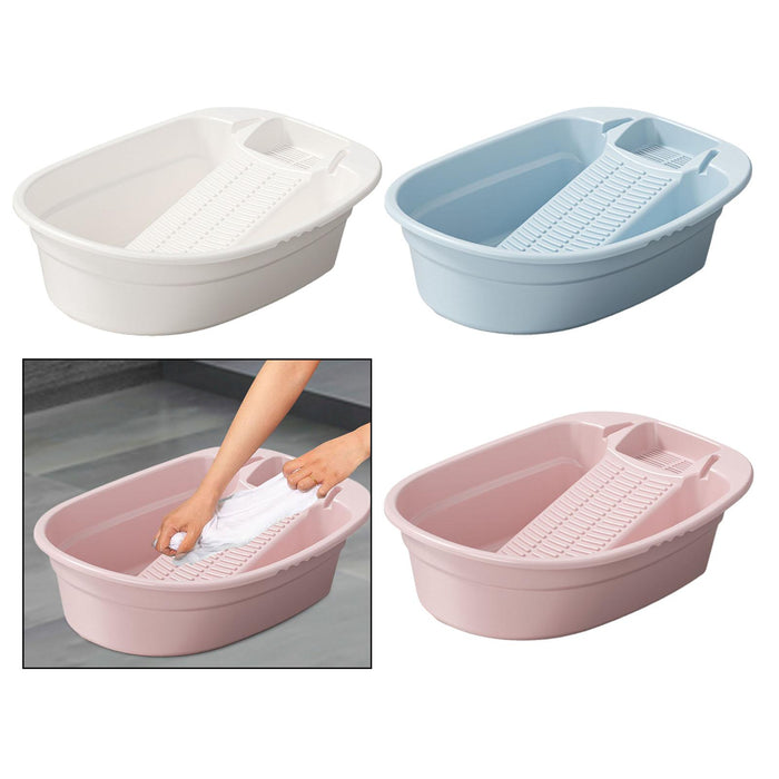 Washboard Basin Portable Non Slip Cleaning Basin for Pants Hand Wash Laundry White