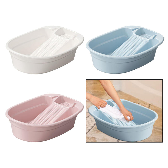 Washboard Basin Portable Non Slip Cleaning Basin for Pants Hand Wash Laundry White