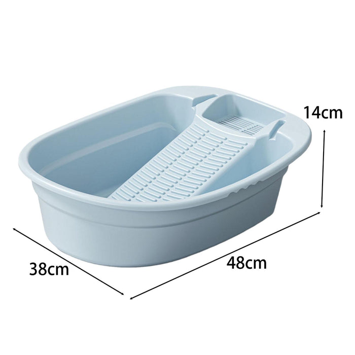 Washboard Basin Portable Non Slip Cleaning Basin for Pants Hand Wash Laundry Blue