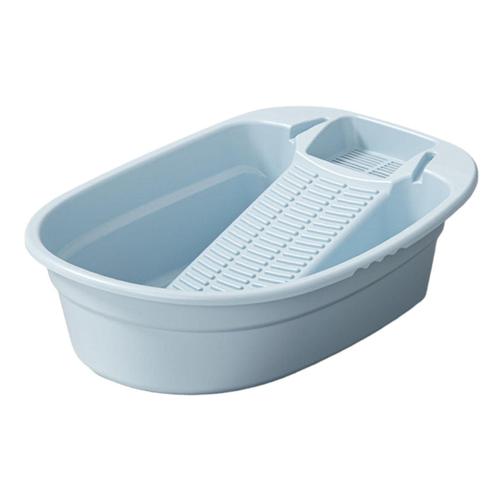 Washboard Basin Portable Non Slip Cleaning Basin for Pants Hand Wash Laundry Blue