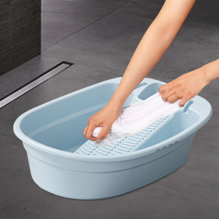 Washboard Basin Portable Non Slip Cleaning Basin for Pants Hand Wash Laundry Blue