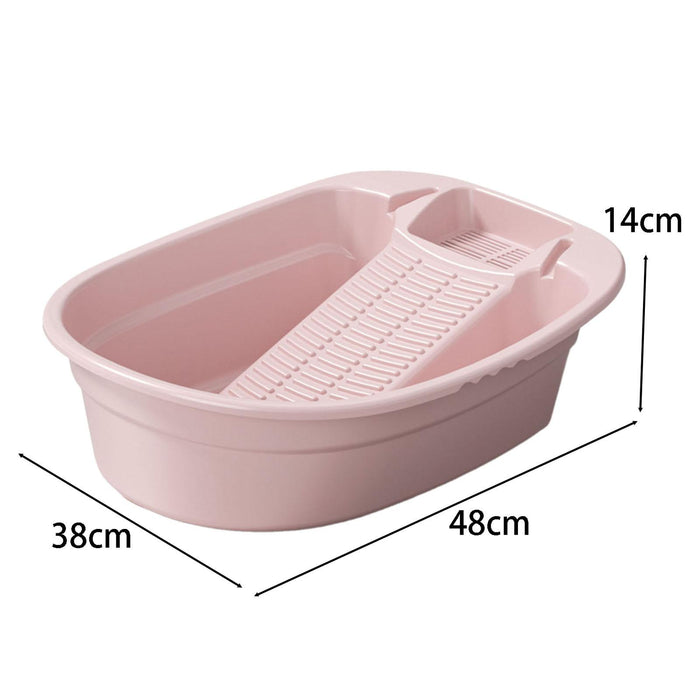 Washboard Basin Portable Non Slip Cleaning Basin for Pants Hand Wash Laundry Pink