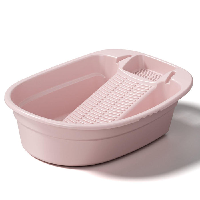 Washboard Basin Portable Non Slip Cleaning Basin for Pants Hand Wash Laundry Pink