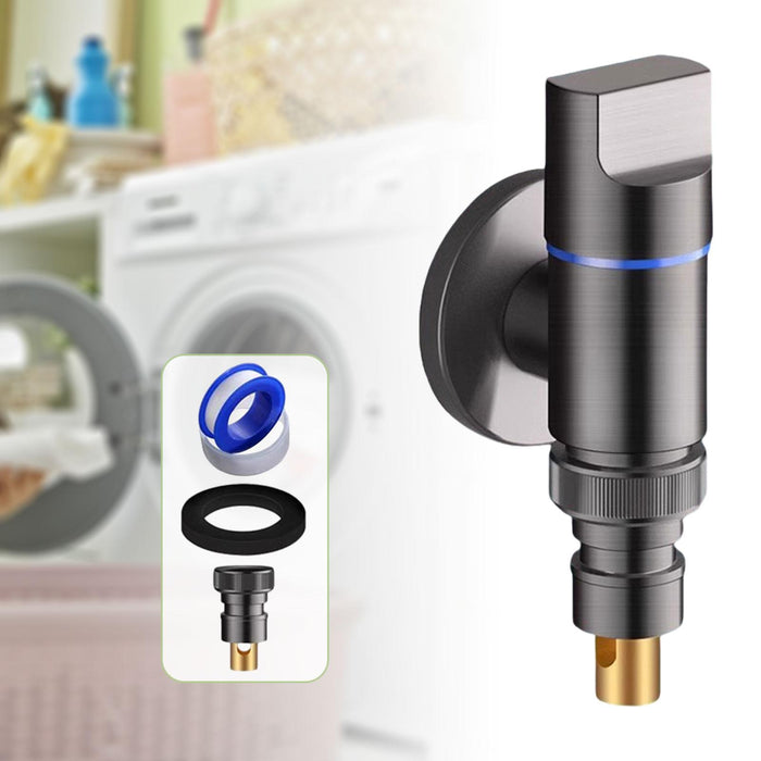 Washing Machine Tap 1/2in Faucet Angle Valve for Toilet Water Pipes Bathroom Gray