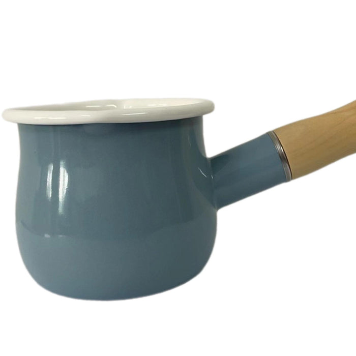 17oz Mini Sauce Pan with Wooden Handle for Heating Milk Melting Butter Coffee Light Blue