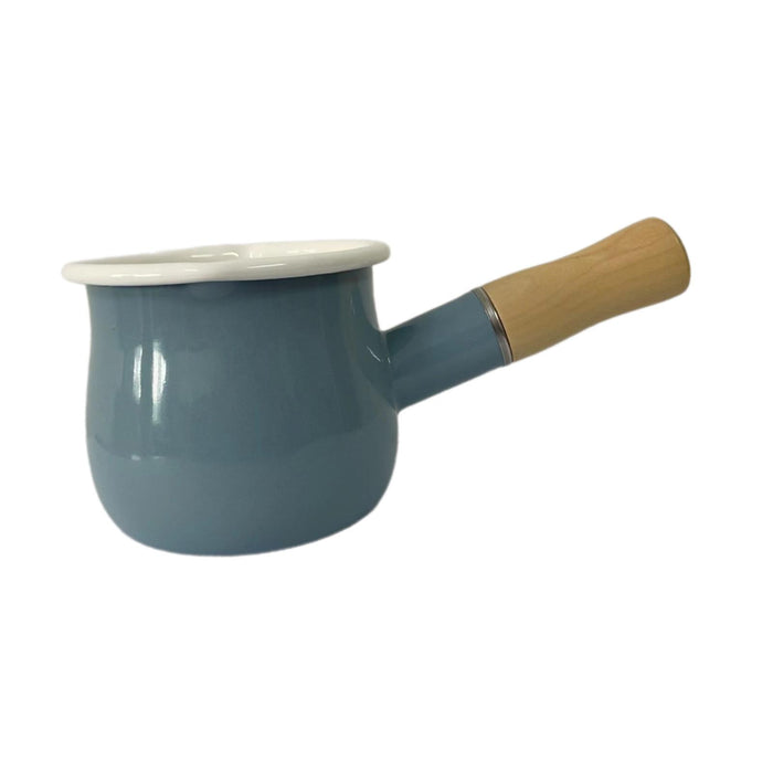 17oz Mini Sauce Pan with Wooden Handle for Heating Milk Melting Butter Coffee Light Blue