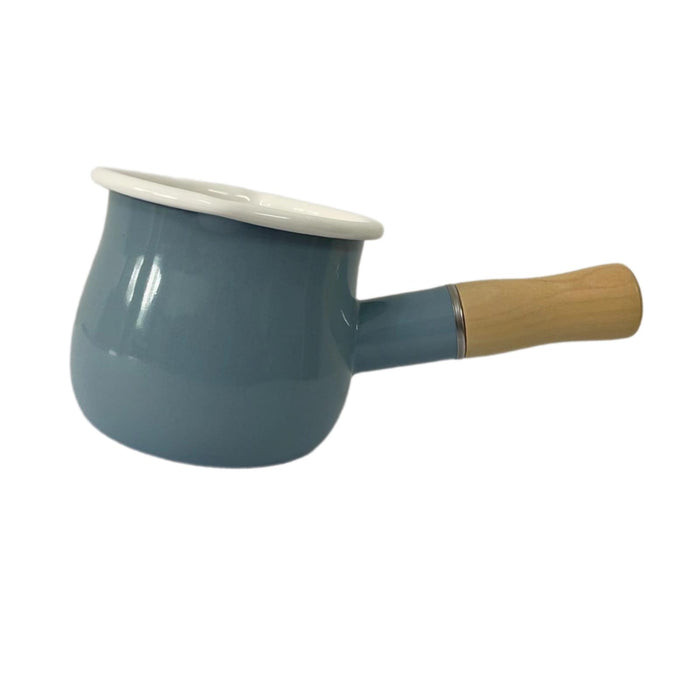 17oz Mini Sauce Pan with Wooden Handle for Heating Milk Melting Butter Coffee Light Blue