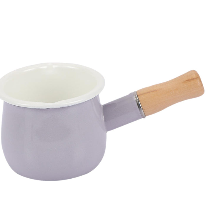 17oz Mini Sauce Pan with Wooden Handle for Heating Milk Melting Butter Coffee Light Violet