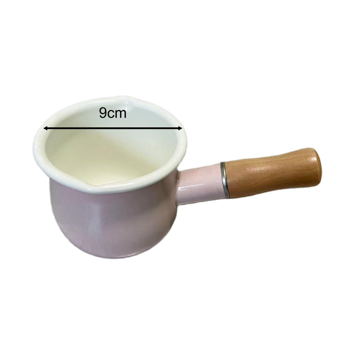 17oz Mini Sauce Pan with Wooden Handle for Heating Milk Melting Butter Coffee Pink