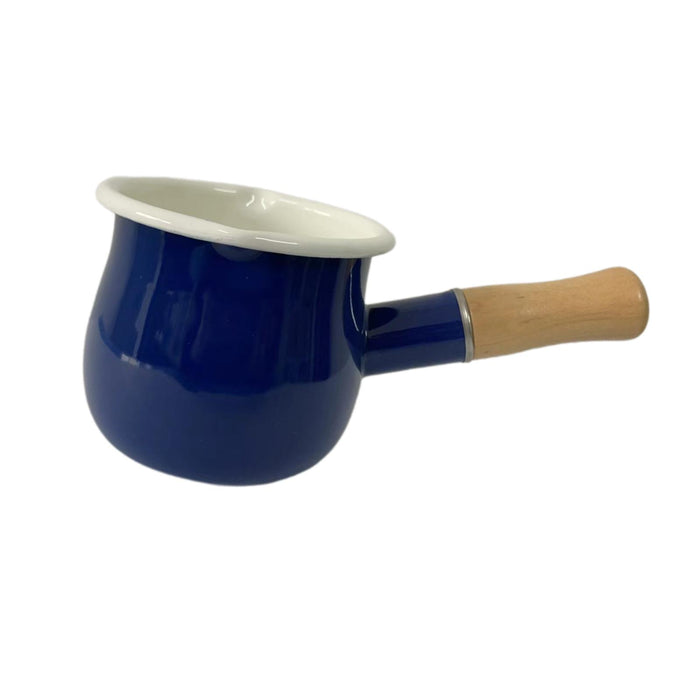 17oz Mini Sauce Pan with Wooden Handle for Heating Milk Melting Butter Coffee Blue