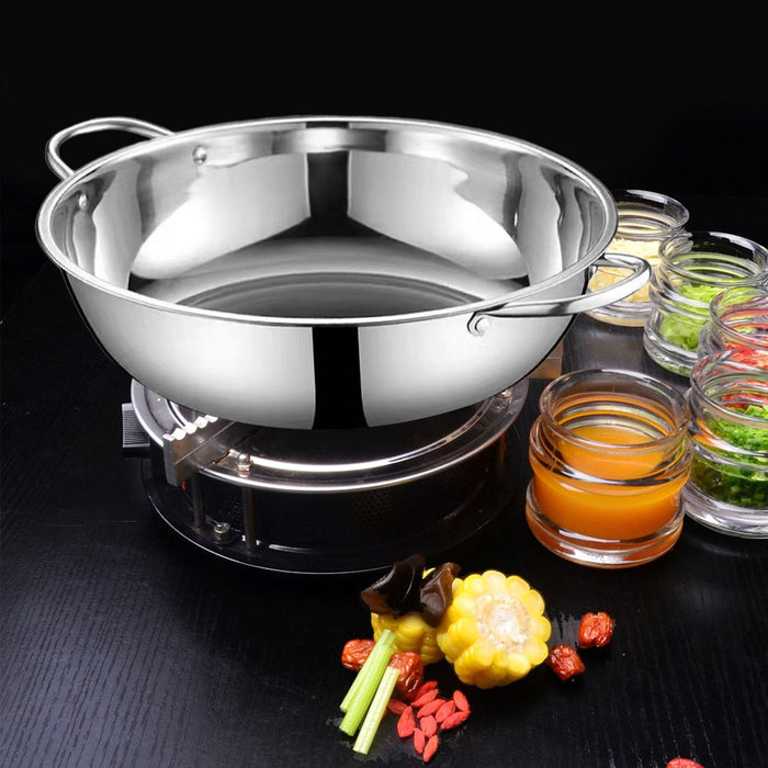 Stainless Steel Hot Pot Thickened Kitchen Cookware for Travel Picnic Camping 30cm No Divider