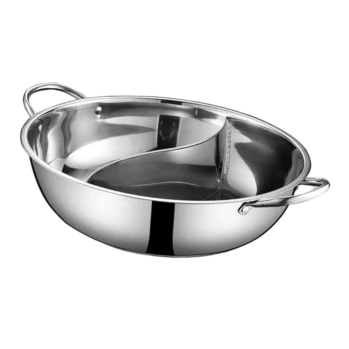 Stainless Steel Hot Pot Thickened Kitchen Cookware for Travel Picnic Camping 28cm with Divider