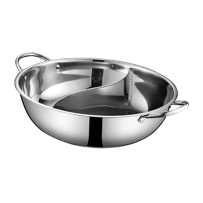 Stainless Steel Hot Pot Thickened Kitchen Cookware for Travel Picnic Camping 28cm with Divider