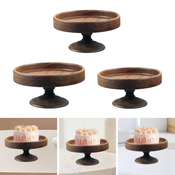 Crofta Wood Cake Stand Organizer Wooden Cake Stand for Party Wedding Birthdays M