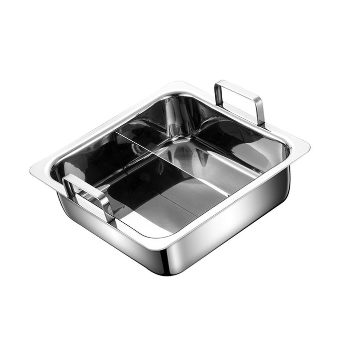 Stainless Steel Hot Pot Multiuse Square Cookware for Festival Camping Hiking Two Compartments