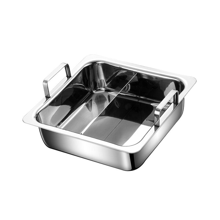 Stainless Steel Hot Pot Multiuse Square Cookware for Festival Camping Hiking Two Compartments