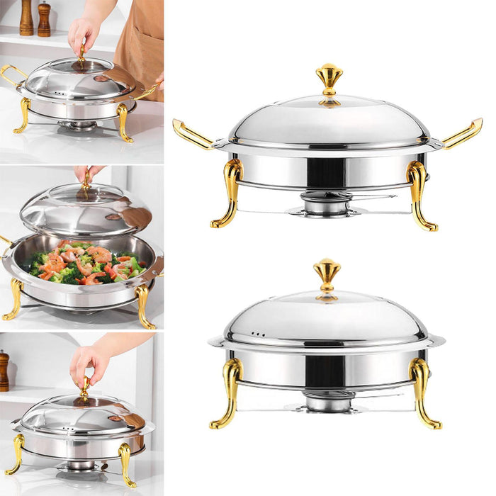 Crofta Stainless Steel Chafing Dish Buffet Set with Lid for Dinners Parties Wedding with handle