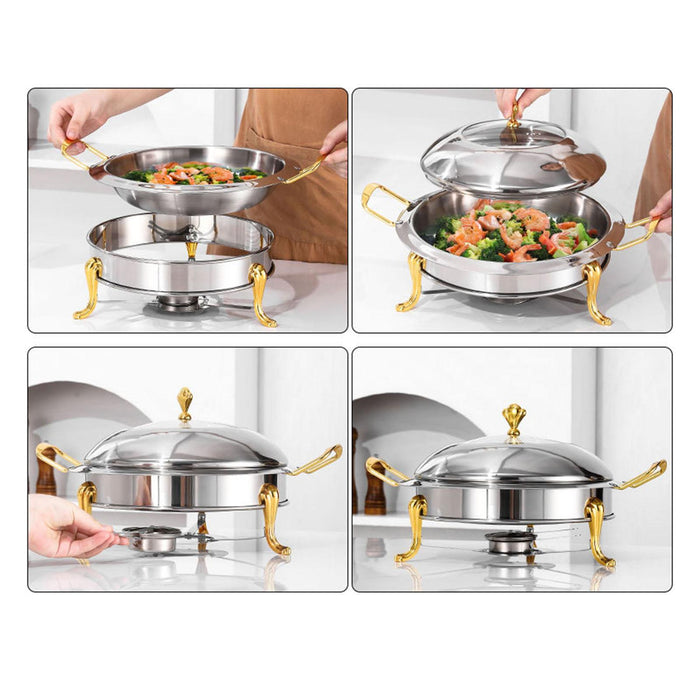 Crofta Stainless Steel Chafing Dish Buffet Set with Lid for Dinners Parties Wedding with handle